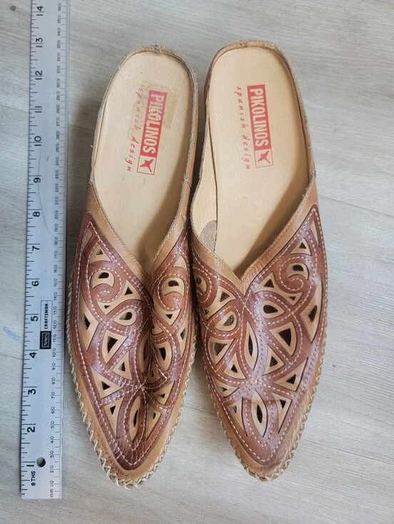 PIKOLINOS Shoes - PIKOLINOS Brown Leather Cutout Slip-On Mules